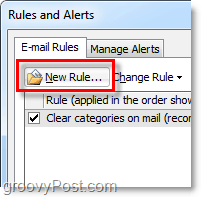 sukurti naują taisyklę programoje „Outlook 2010“
