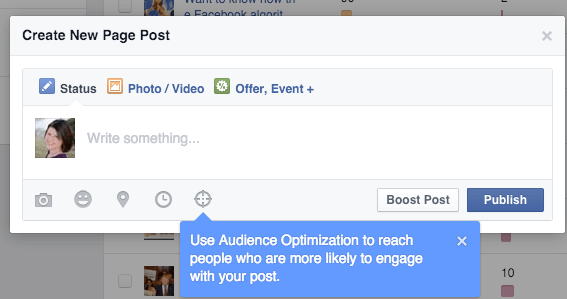 „Facebook“ auditorijos pranešimų optimizavimo piktograma