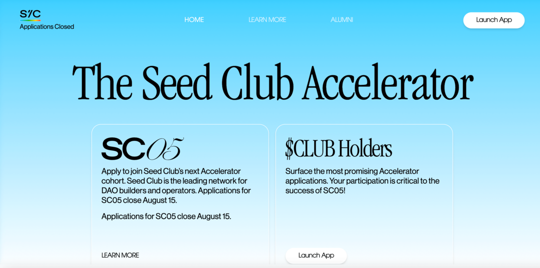 seed-club-dao-accelerator-program-nukreipimo puslapis