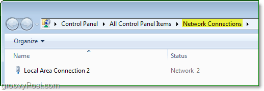 valdymo skydelio tinklo jungčių langas „Windows 7“