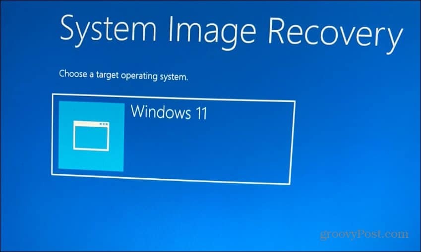 Pasirinkite tikslinę OS „Windows 11“.