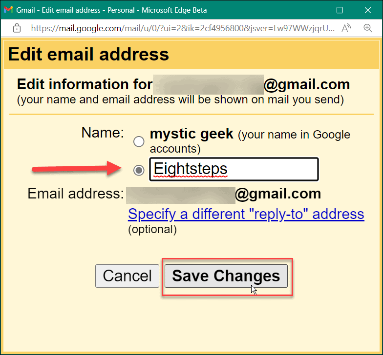 Kaip pakeisti vardą gmail