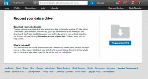 linkedin duomenų archyvas