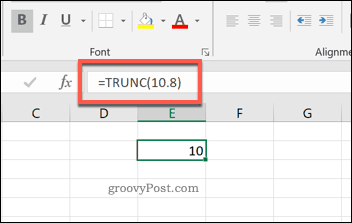 „TRUNC“ funkcija „Excel“