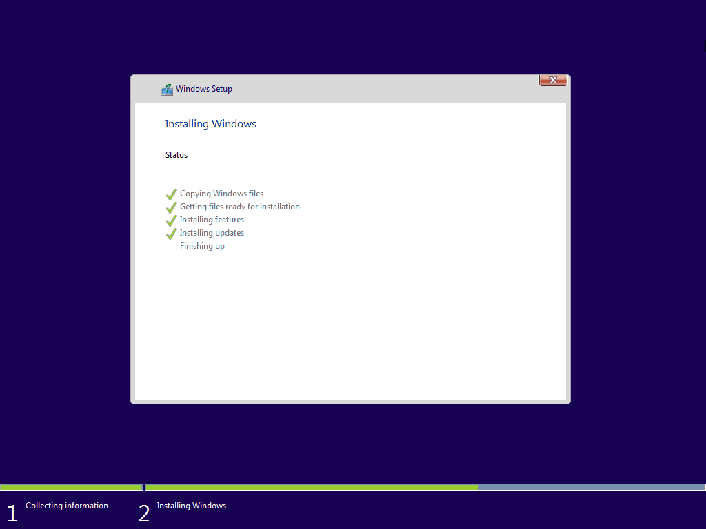 11 „Windows 10“ švarios diegimo baigimas