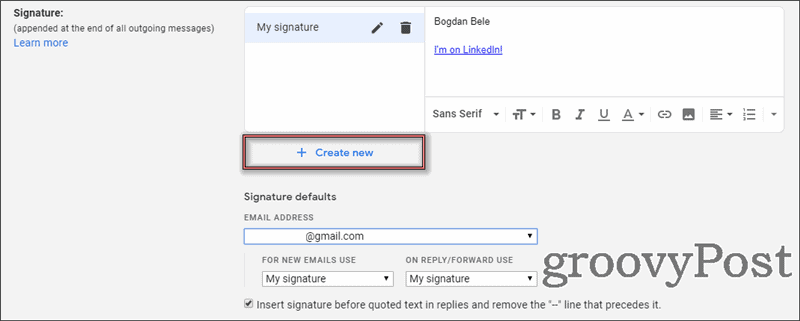 Nauji „Gmail“ kelių parašų nustatymai
