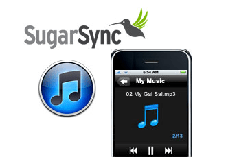 „SugarSync + iTunes“ ir „iPhone“