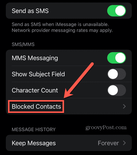 iphone žinutės užblokavo kontaktus