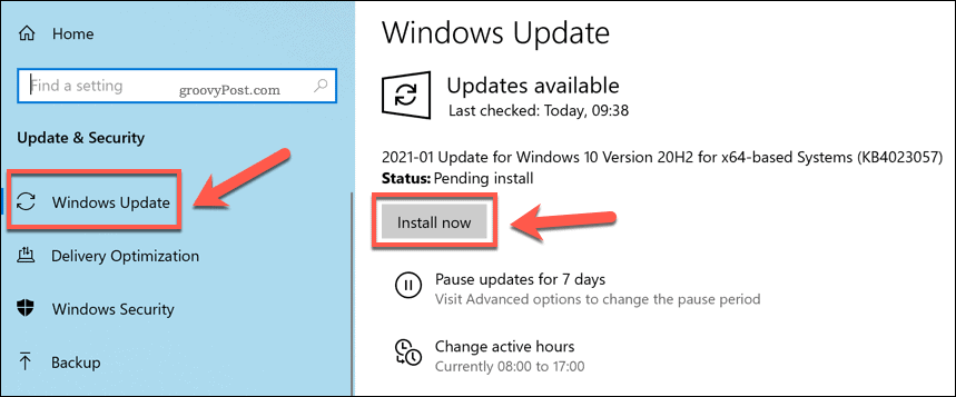Naujų „Windows“ naujinimų diegimas