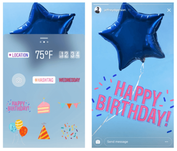 Vienus „Instagram Stories“ metus „Instagram“ švenčia naujais gimtadienio ir švenčių lipdukais.