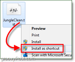 Įdiekite „Windows 7“ šriftą kaip nuorodą