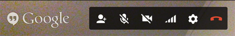 „Google + Hangout“ viršutinio valdymo skydelio vaizdas