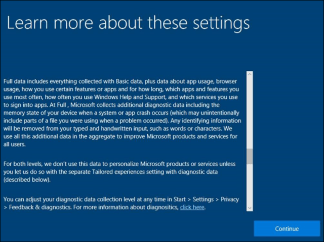 „Windows 10“ Sužinokite daugiau apie privatumo nustatymus
