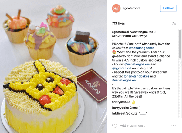 Singapūro kavinė „Food“ reklamavo „Nanatang Bakes“ dovaną per savo „Instagram“ paskyrą.
