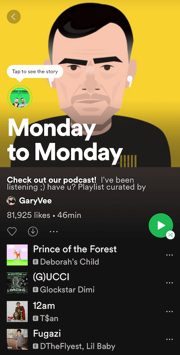 „GaryVee“ „Spotify“ grojaraštis nuo pirmadienio iki pirmadienio