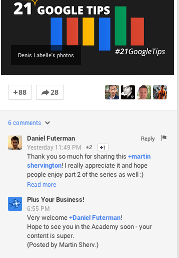 „google +“ paskelbkite verslo komentarą