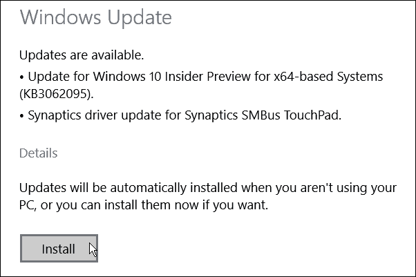Yra „Windows 10 Build 10074“ naujinimas KB3062095