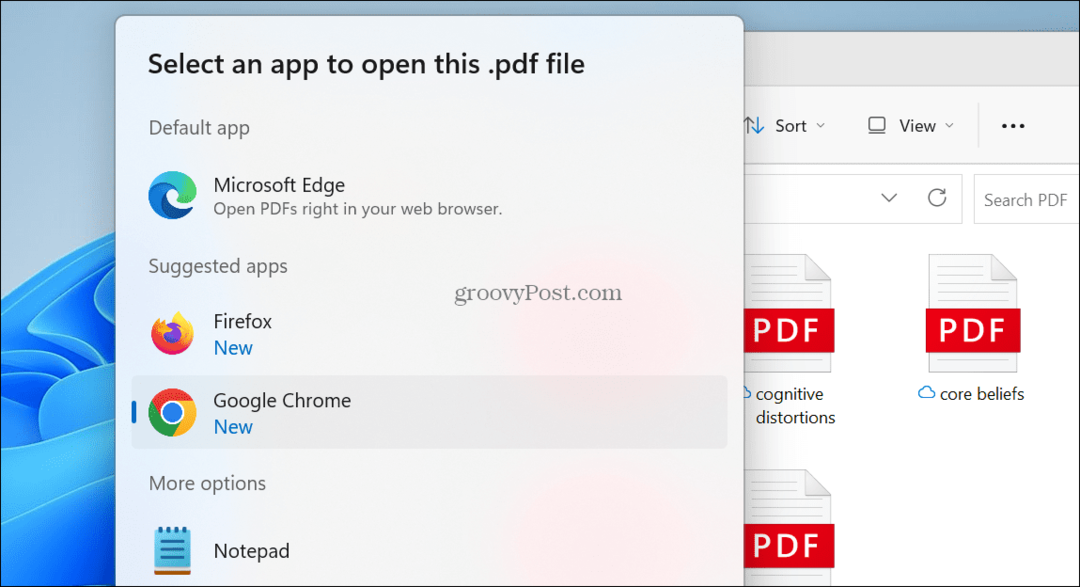 Numatytoji PDF peržiūros priemonė sistemoje Windows 11