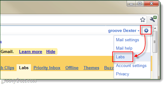 „Gmail“ nustatymų laboratorijos
