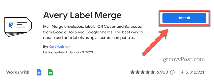 „Google“ lapai įdiegia avery label merge