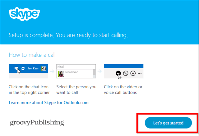 Pradėkite „Skype HD Outlook“ įdiegtą papildinį