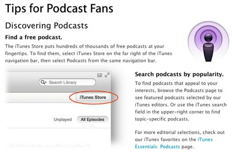 patarimai „podcast“ gerbėjams „iTunes“