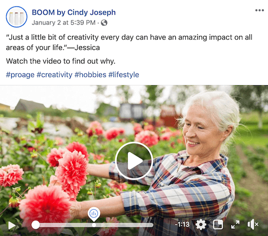 „Facebook“ vaizdo įrašas skirtas BOOM! pateikė Cindy Joseph