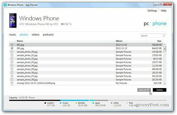 „Windows Phone 8“ „Windows Phone“ programos sinchronizavimas su kompiuteriu