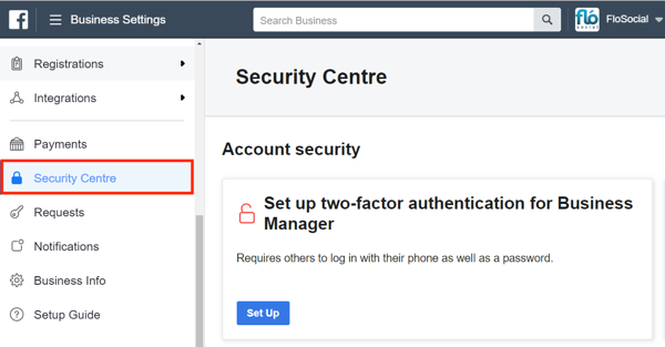 Naudokite „Facebook Business Manager“, 1 žingsnis.