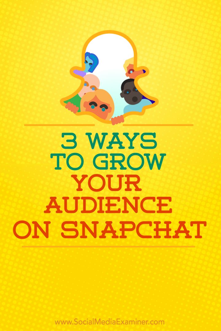 3 būdai, kaip padidinti auditoriją „Snapchat“: socialinės žiniasklaidos ekspertas