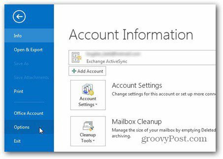 „Outlook“ 2013 naudoti parašo failo parinktis