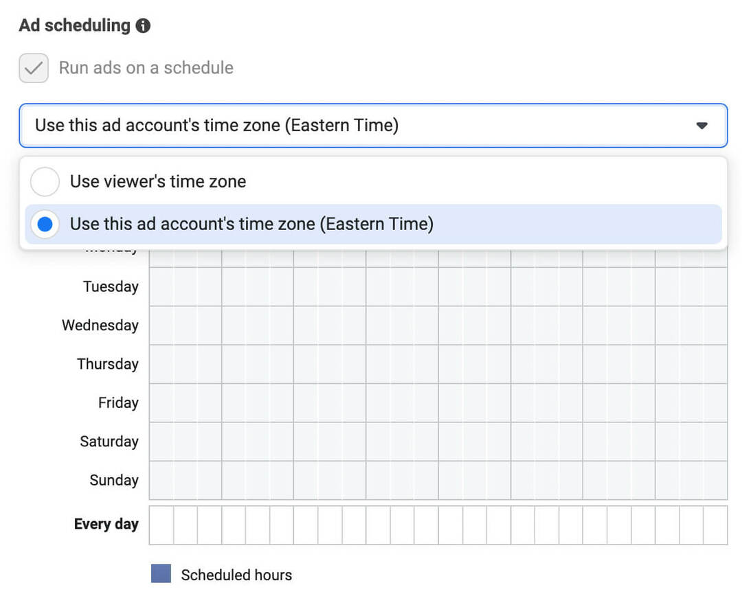 kaip-paleisti-skambinti-skelbimus-facebook-ad-set-level-select-hours-use-this-ad-accounts-time-zone-option-scheduling-example-7