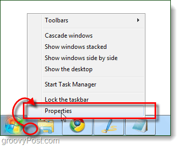 užduočių juostos ypatybės iš „Windows 7“