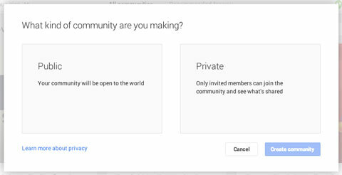 apibrėžti, kas gali prisijungti prie jūsų „Google plius“ bendruomenės