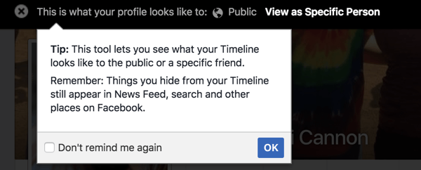 Norėdami pamatyti, kaip jūsų „Facebook“ profilis atrodo kitiems, naudokite funkciją „Žiūrėti kaip“.