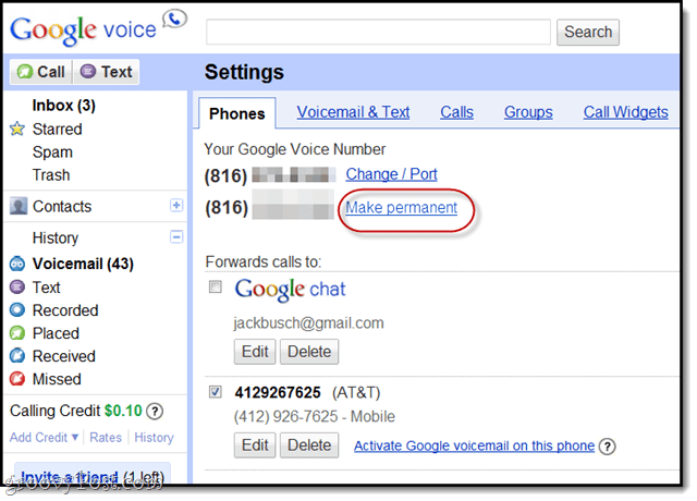 po perkėlimo išsaugokite seną „Google“ balso numerį
