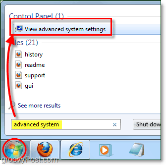 kaip peržiūrėti išplėstines sistemos našumo parinktis Windows 7