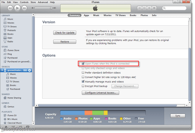 Kaip sustabdyti iTunes automatinį paleidimą, kai įjungiate savo "iPhone" ar