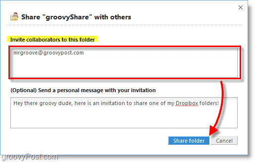 „Dropbox“ ekrano kopija - pakvieskite žmones naudotis jūsų bendrinimo aplanku