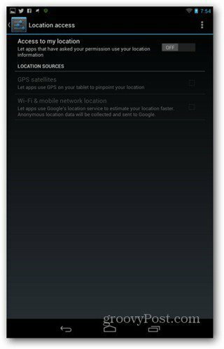 Patobulinkite „Nexus 7“ akumuliatoriaus vietos nustatymus