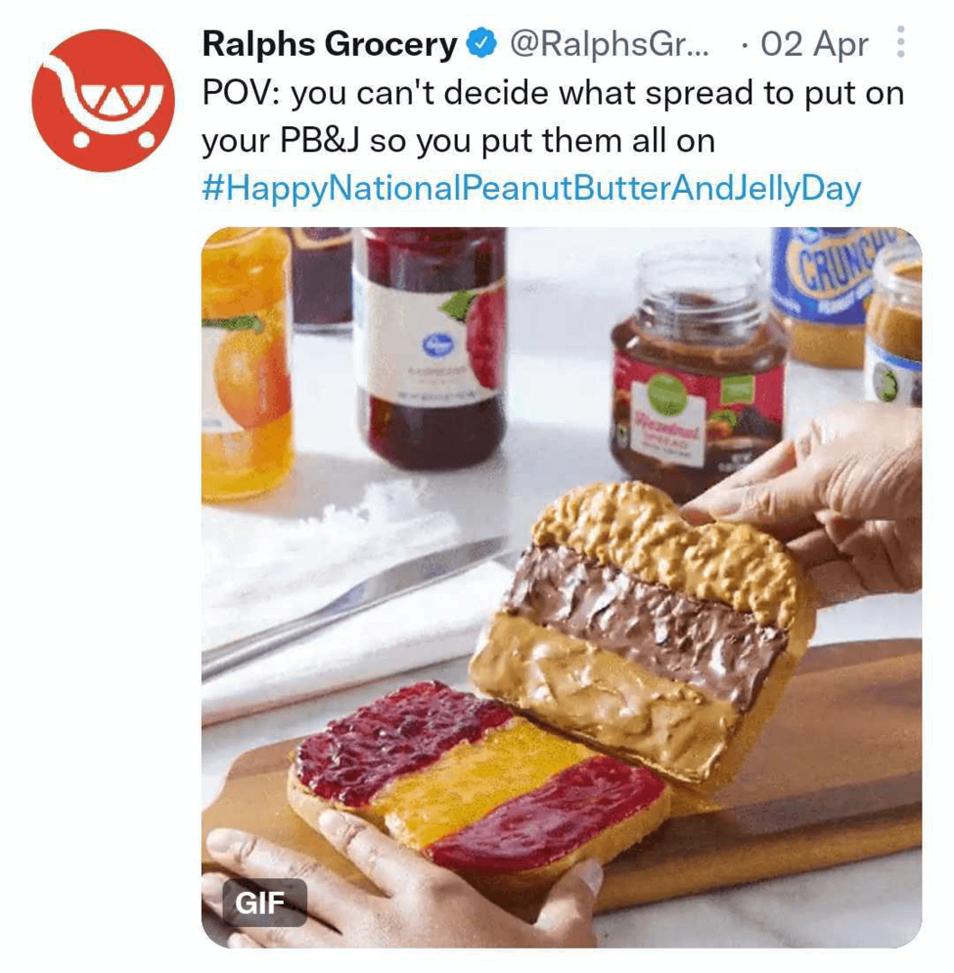 Ralphs Grocery vaizdas tviteryje su GIF