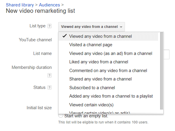 Galite padalyti „YouTube“ žiūrinčiųjų sąrašus pakartotinei rinkodarai.