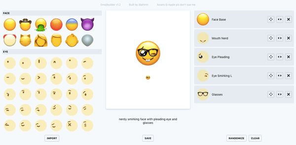 Norėdami sukurti pasirinktinę jaustuką, naudokite „phlntn emojibuilder“.