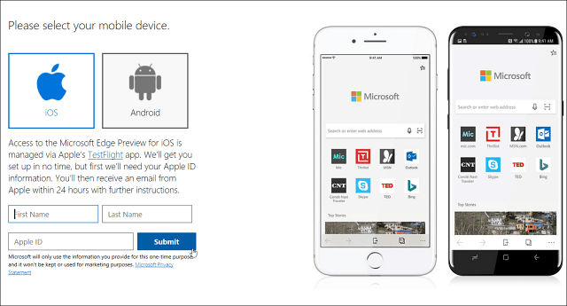 „Microsoft Edge“ interneto naršyklė netrukus pasirodys „iOS“