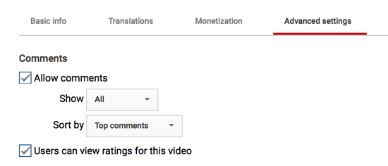 Taip pat galite tinkinti, kaip komentarai bus rodomi jūsų „YouTube“ kanale, jei nuspręsite juos leisti.