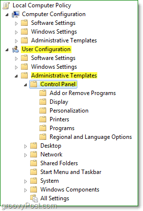 eikite į „Windows 7“ vietinio kompiuterio politiką> <noscript> <img style =