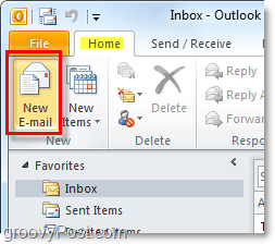 sukurti naują Outlook 2010 el. laišką