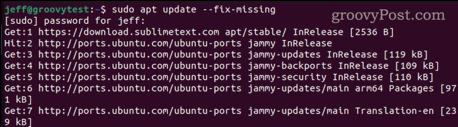 pataisykite trūkstamus paketus ubuntu