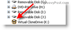 Prijunkite ISO atvaizdą naudodami „VirtualClone Drive“