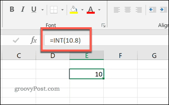 INT funkcija „Excel“